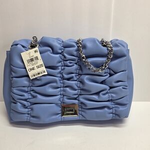 INC International Concepts Light Blue Ruched Chain Shoulder Bag